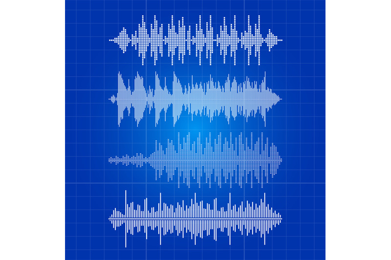 white-music-waves-collection-musical-pulse-on-blue-backdrop