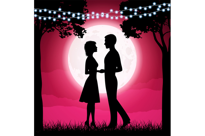 silhouettes-of-young-woman-and-man-on-the-moon-background