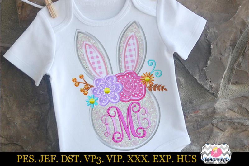 easter-bunny-head-with-rose-and-daisies-monogram-applique-design
