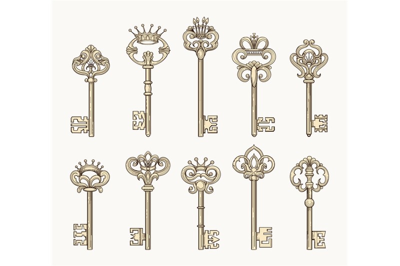 vector-antique-keys-icon-set