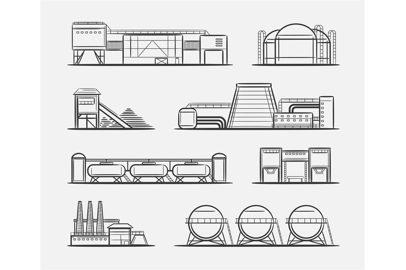 factories-and-plants-drawing-set