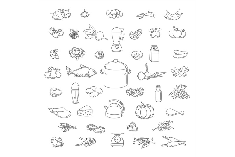 food-doodle-icons-set