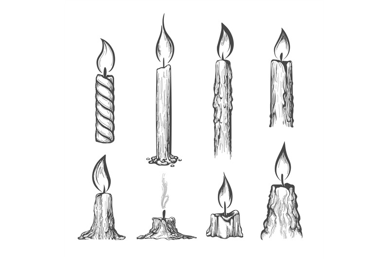 Candle hand drawn set By vectortatu | TheHungryJPEG.com