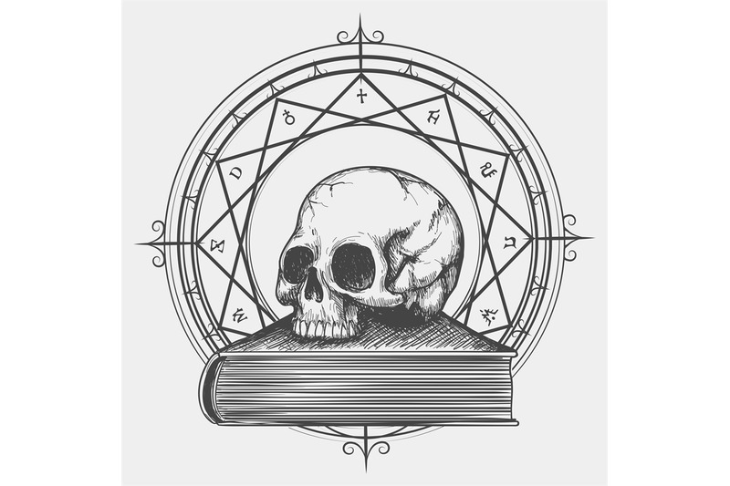 magic-book-sketch-with-skull