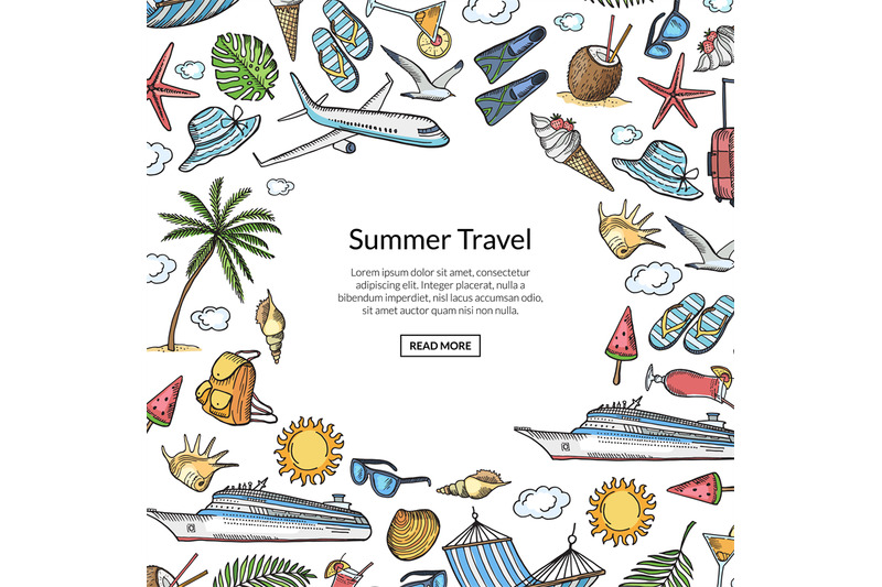 vector-hand-drawn-summer-travel-elements-background