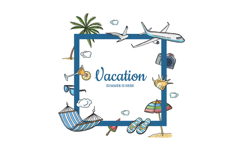 vector-hand-drawn-summer-travel-elements-text-frame