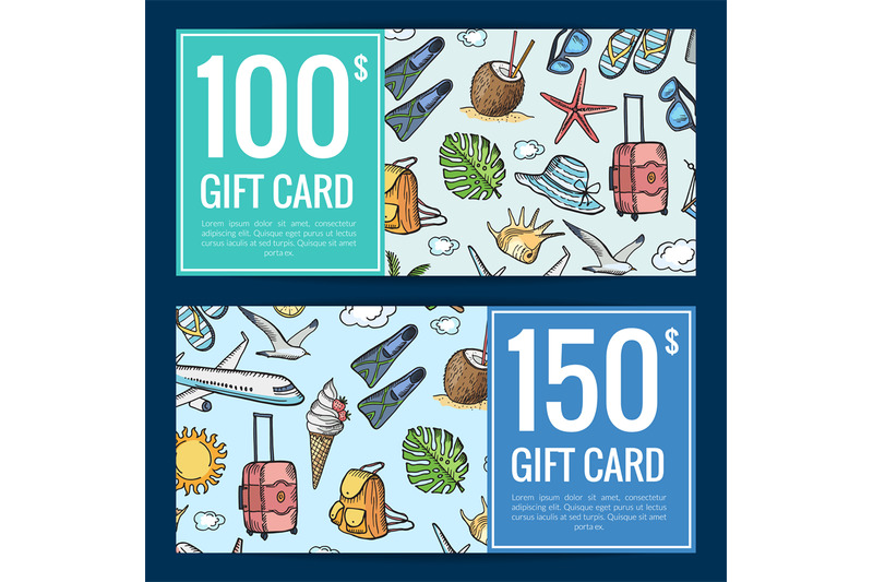 vector-hand-drawn-summer-travel-discount-or-gift-card-templates-illust