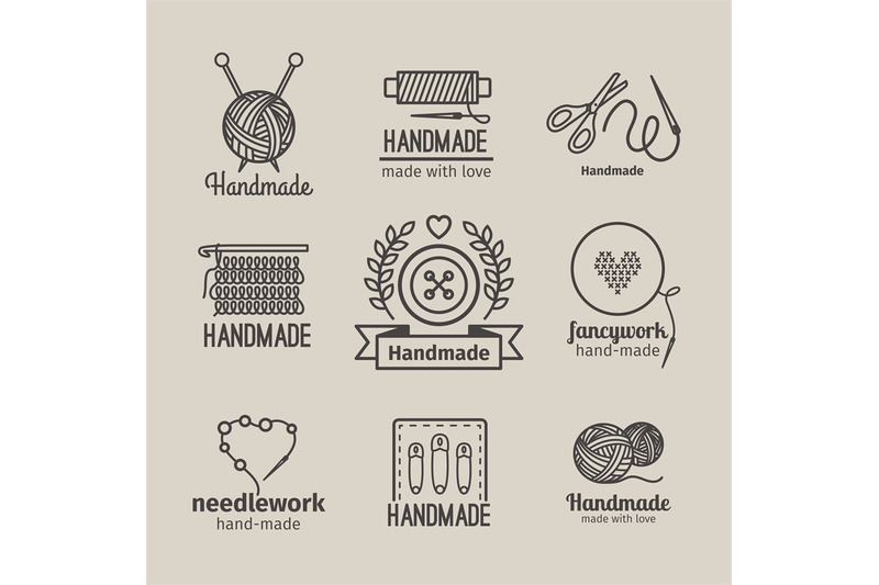 handmade-line-vintage-logo-set