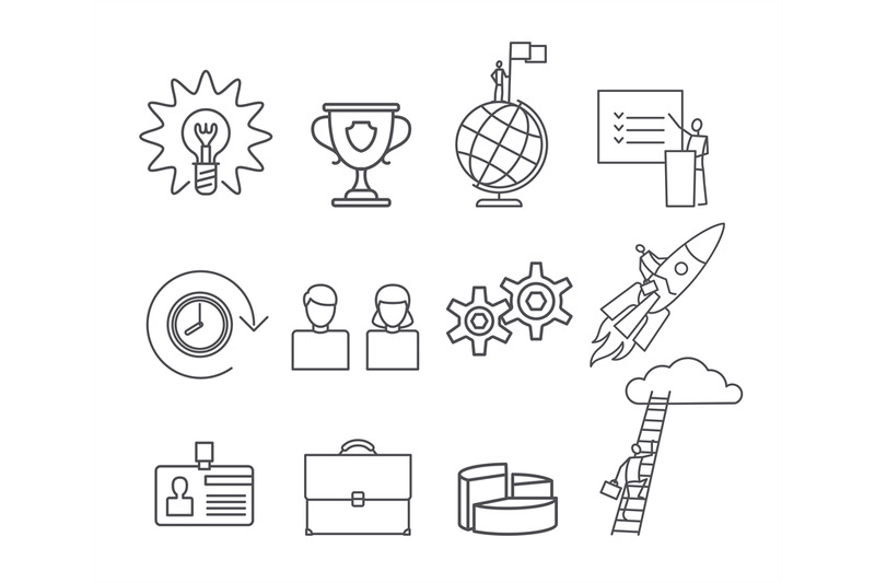 business-thin-line-icons-set