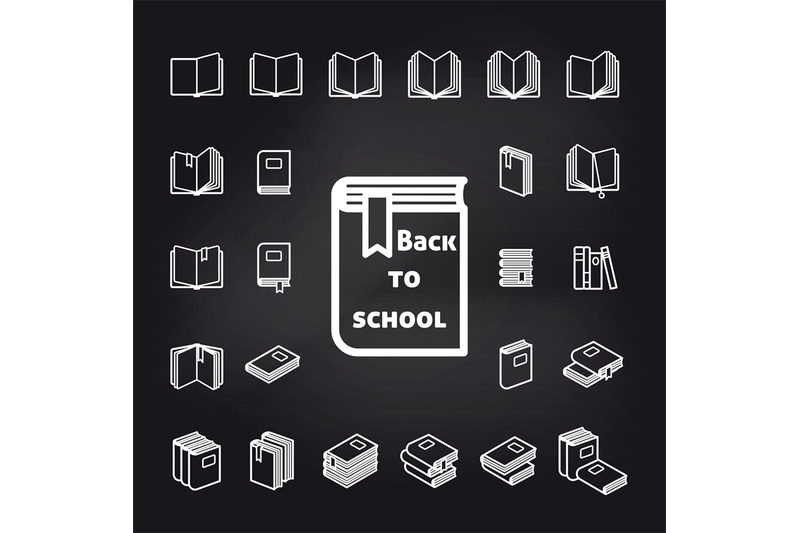 back-to-school-book-icons-vector