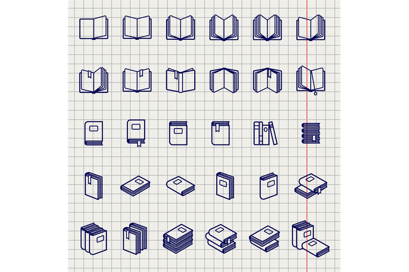 education-icons-of-books-on-notebook-page
