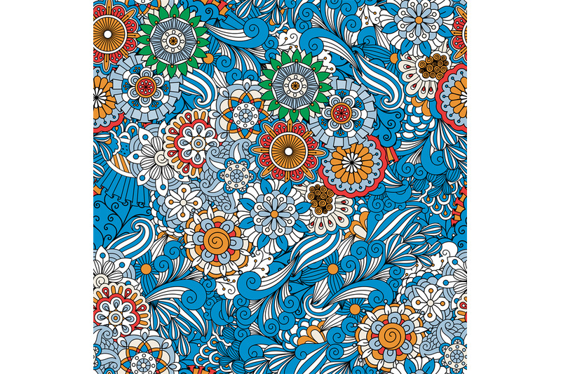 blue-full-frame-floral-seamless-background