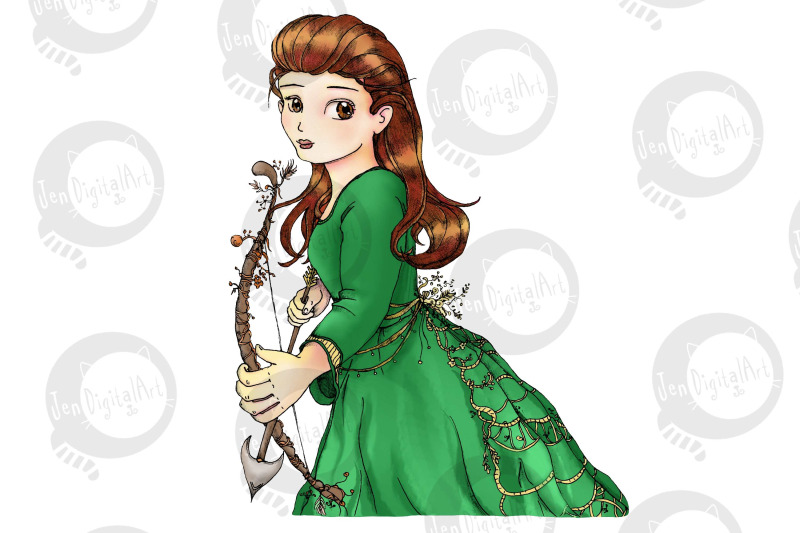 whimsical-forest-archery-princess-fantasy-clip-art-png-jpg