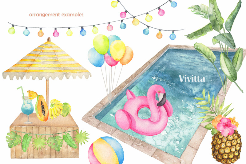 watercolor-tropical-pool-party
