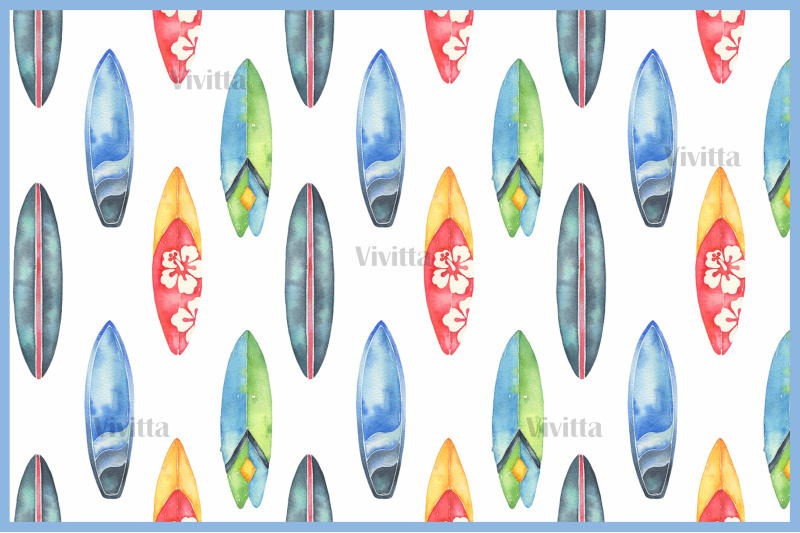 Surfing Watercolor Clipart Set By Vivitta Thehungryjpeg