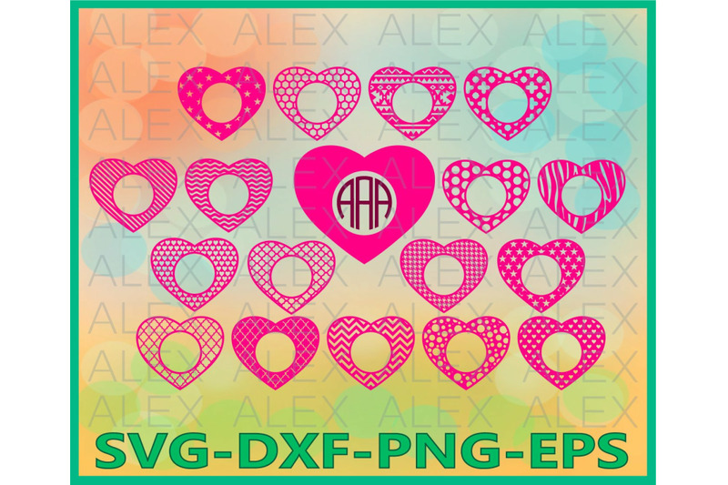 Hearts Monogram, Valentines day | Chevron Files Easy Edited