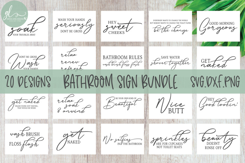 Download Bathroom Sign Bundle - 20 Designs - SVG Cut Files By Grace ...