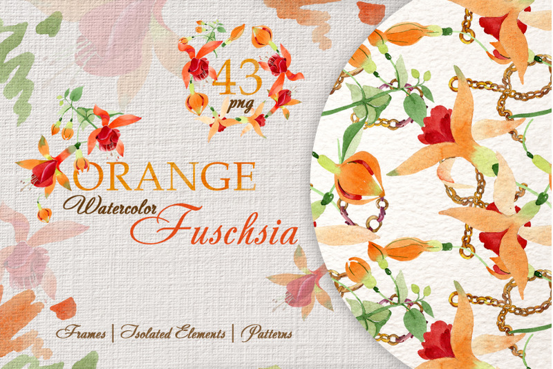 orange-fuchsia-flower-watercolor-png