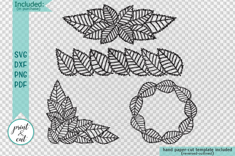 leaves-monogram-corner-border-divider-paper-cut-svg-template