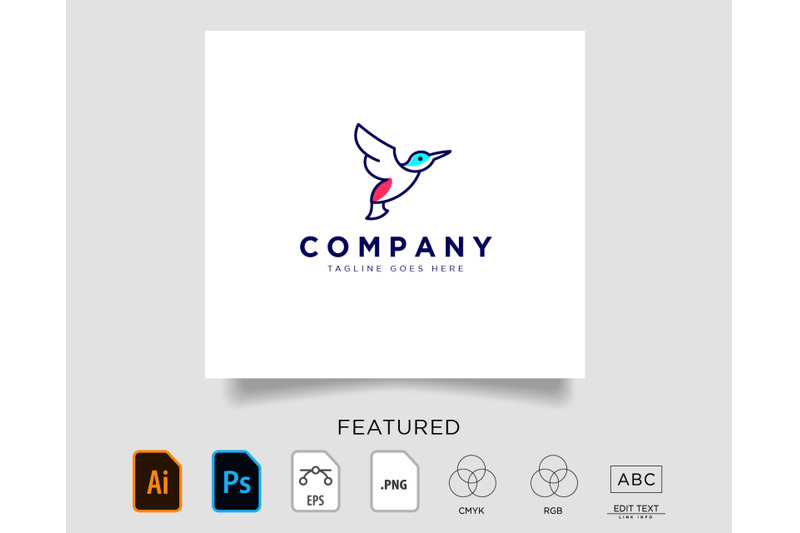 elegant-line-flying-hummingbird-logo-template-icon-element-isolated