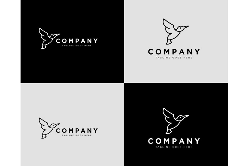 elegant-line-flying-hummingbird-logo-template-icon-element-isolated