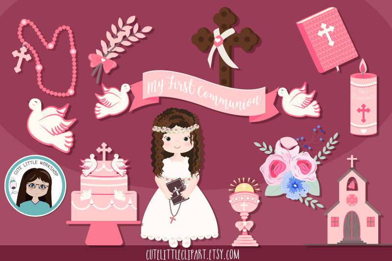 girl-first-communion-pink-theme