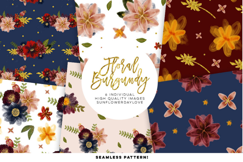 burgundy-floral-watercolor-seamless-pattern
