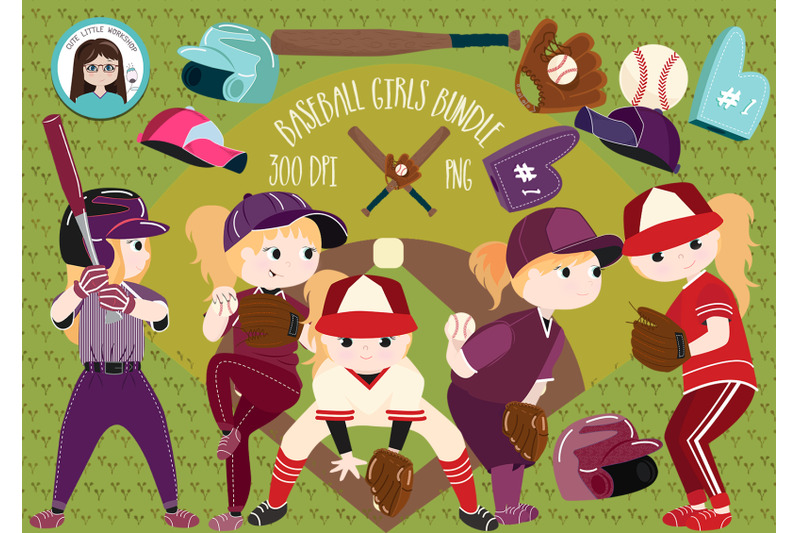 baseball-girls-bundle-cliparts