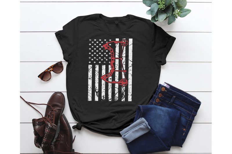 Bow Hunting US Flag Shirt Deer Hunter/ Hunting Svg Design/ Hunting Cut By GraphicSchool ...