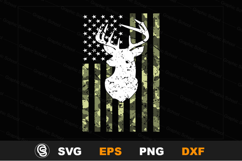 Download Camouflage American Flage Deer Hunting T-Shirt/ Hunting ...