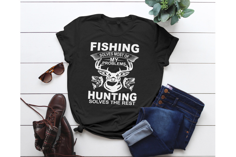 Download Funny Fishing Hunting T-Shirt Gift For Hunters/ Hunting Svg Design By GraphicSchool ...