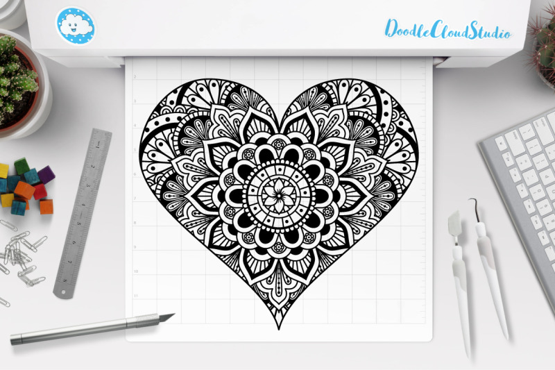 Download Heart Mandala SVG, Heart Zentangle SVG, Heart SVG Files, By Doodle Cloud Studio | TheHungryJPEG.com