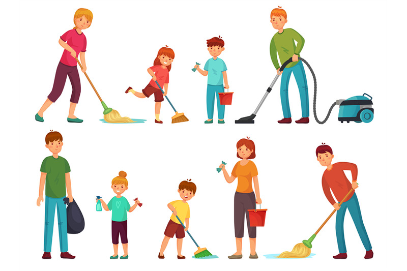 family-housework-parents-and-kids-clean-up-house-cleaning-with-vacuu