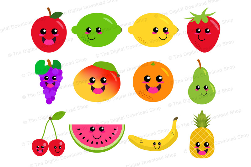 happy-fruit-clipart-cute-fruit-graphics-kawaii-food-healthy-food