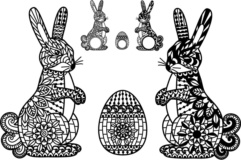 Download Easter Bunny Svg Zentangle Mandala Swirl Scroll Easter Bunny Sv By Julydigitalimages Thehungryjpeg Com