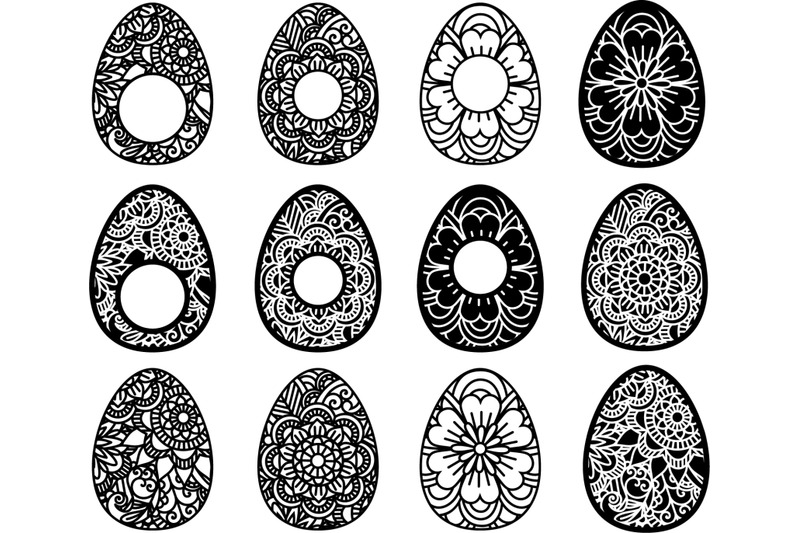 Easter Egg Svg Ornate Eggs Happy Easter Mandala Zentangle By Julydigitalimages Thehungryjpeg Com