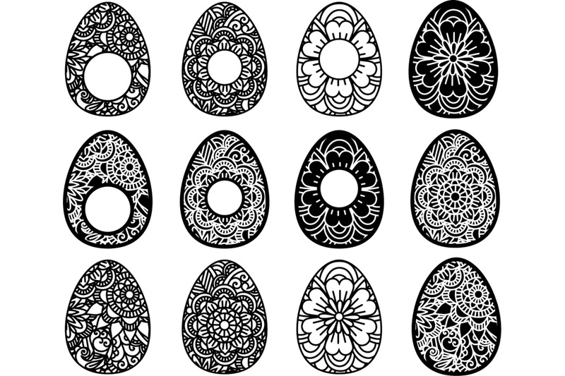 Download Easter Egg Svg Ornate Eggs Happy Easter Mandala Zentangle By Julydigitalimages Thehungryjpeg Com PSD Mockup Templates