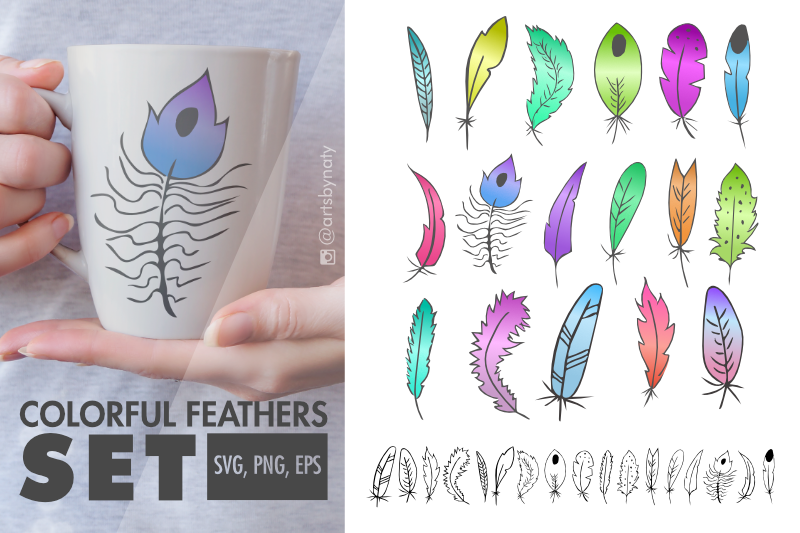 feathers-set-clipart