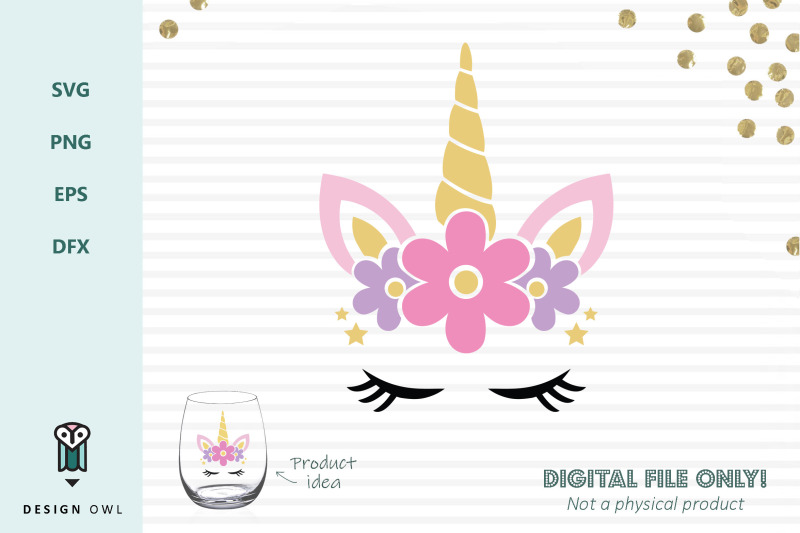 Floral unicorn face - SVG file SVG by Designbundles