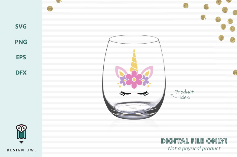 Floral Unicorn Face Svg File By Design Owl Thehungryjpeg Com