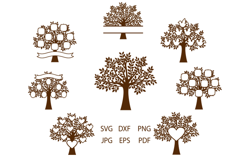 Family Tree Svg Tree Clipart Tree Vinyl Decal Tree Art Print Tree By Julydigitalimages Thehungryjpeg Com