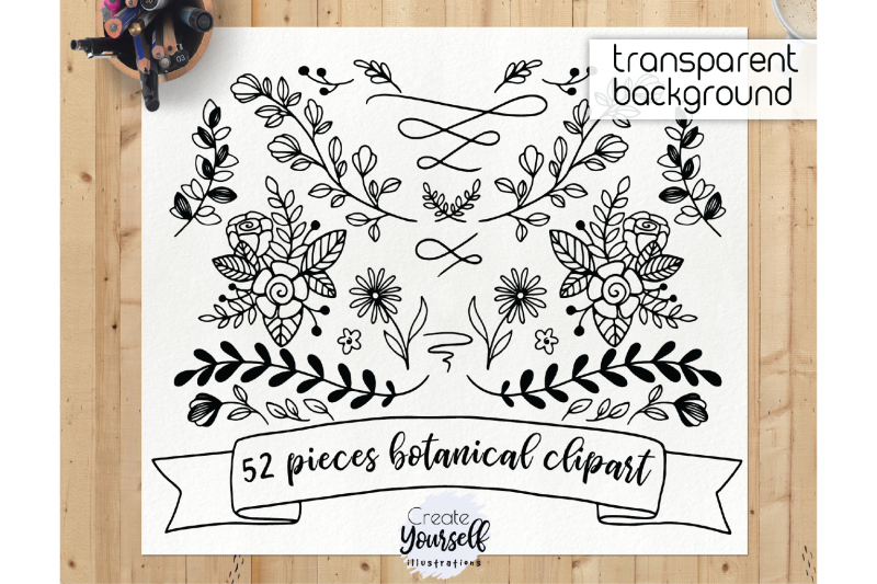 hand-drawn-design-elements-botanical-clipart-floral-doodle