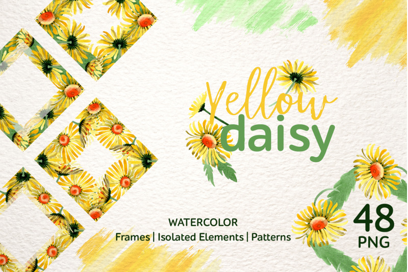 yellow-daisy-watercolor-png