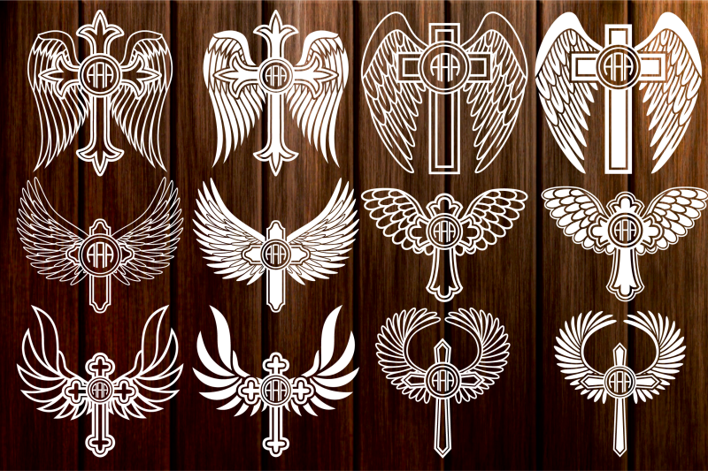 Download Cross with Wings Monogram Frame svg, Cross SVG, Wings Cross Svg By JulyDigitalImages ...