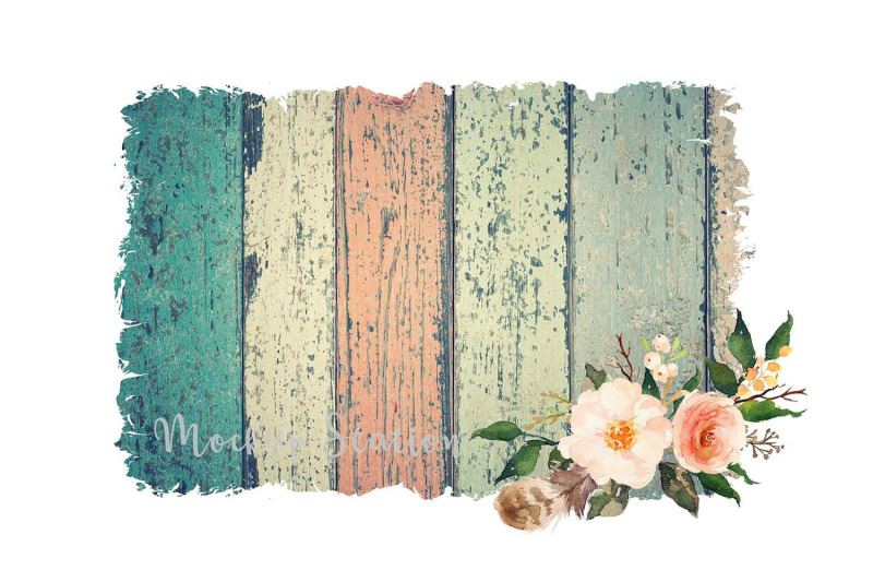 Sublimation Wood Background PNG Bundle, Rustic Watercolor Frame Design