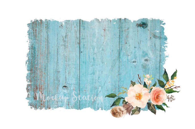 Rustic Flowers Wooden Stump Watercolor Clipart Set 5 Pack PNG 