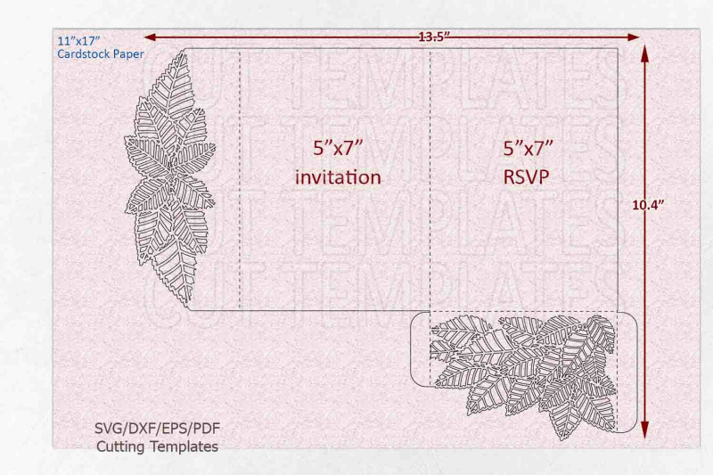 Download Leaves Tri Fold Trifold Envelope Wedding Invitation Svg Dxf Laser Cut By Kartcreation Thehungryjpeg Com