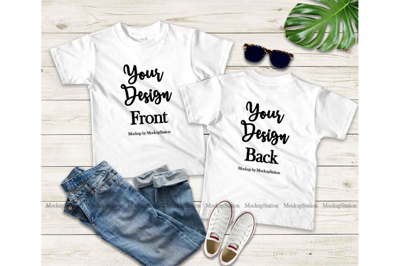 Kids Front & Back Tshirt Mockup Bundle, Toddler Back View ...