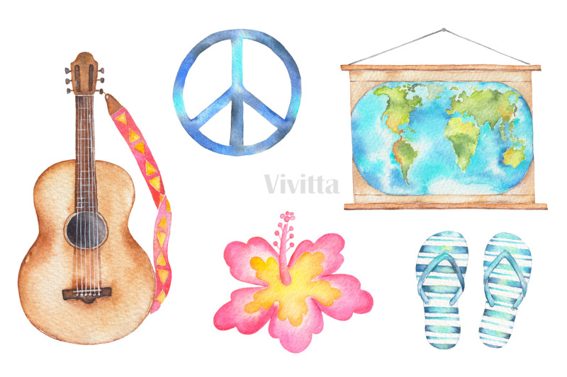 Surfing Collection Watercolor Cliparts By Vivitta Thehungryjpeg