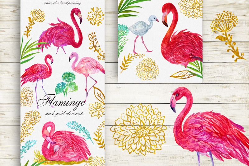 flamingo-birds-clipart-watercolor-illustration